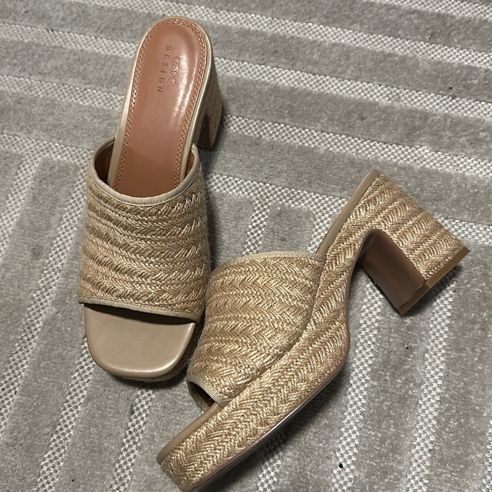 ASOS | Raffia Open Toe Platform Heels (Wide Width) - Picture 6 of 9